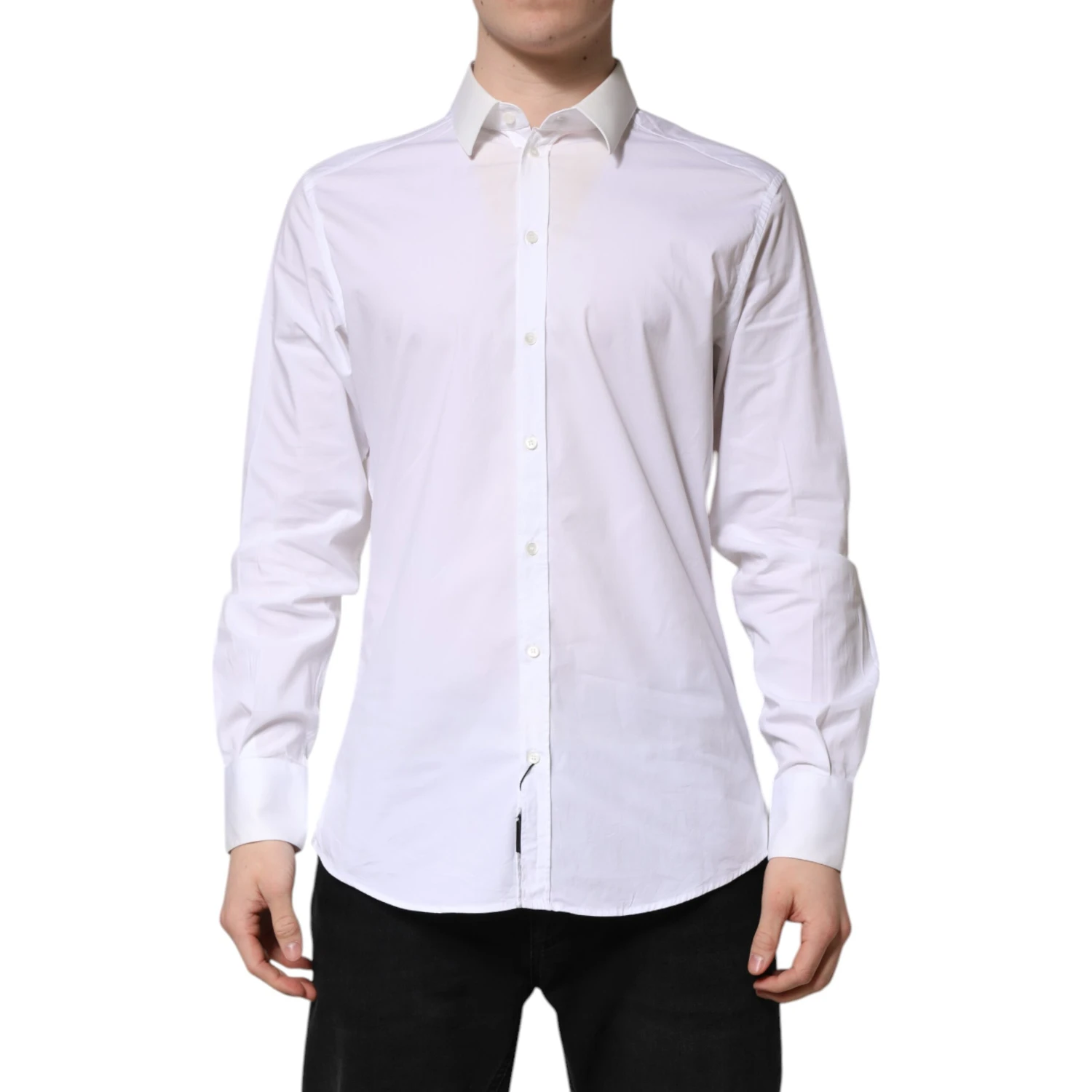 White Cotton GOLD Long Sleeves Dress Shirt