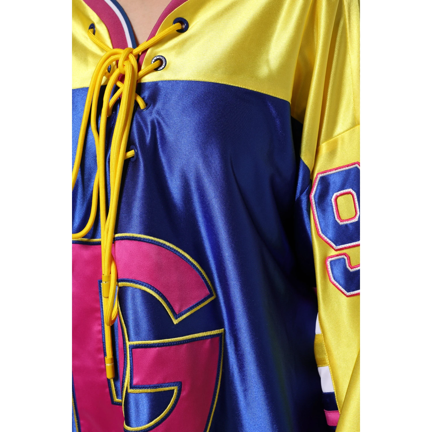 Multicolor Polyester Long Sleeves V-Neck Top