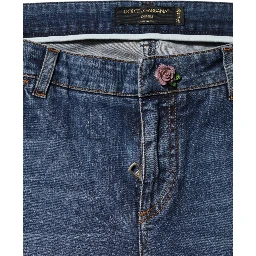 Blue Low Waist Cotton Skinny Denim Jeans