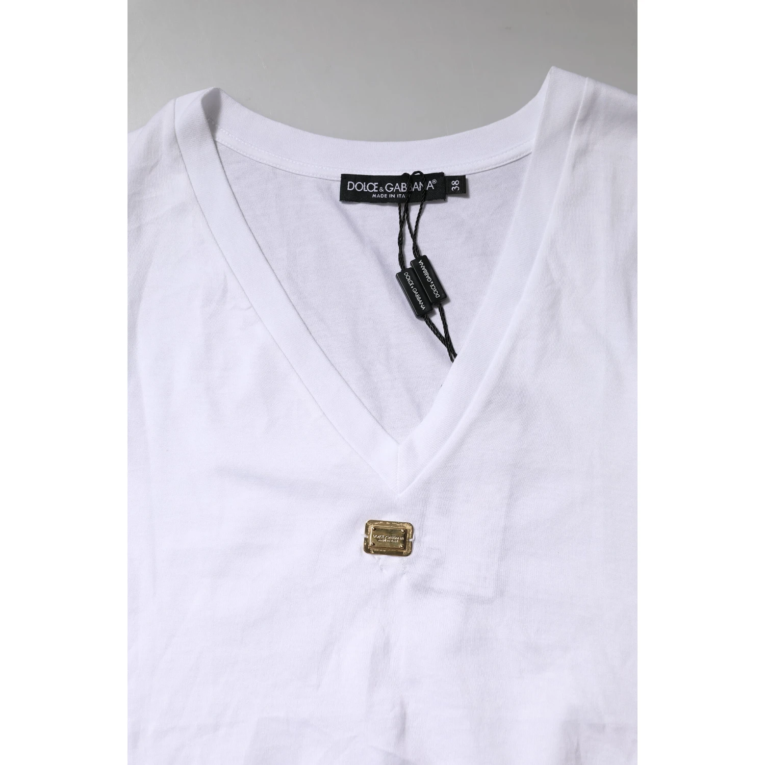 White Cotton Short Sleeve V-Neck Top T-shirt