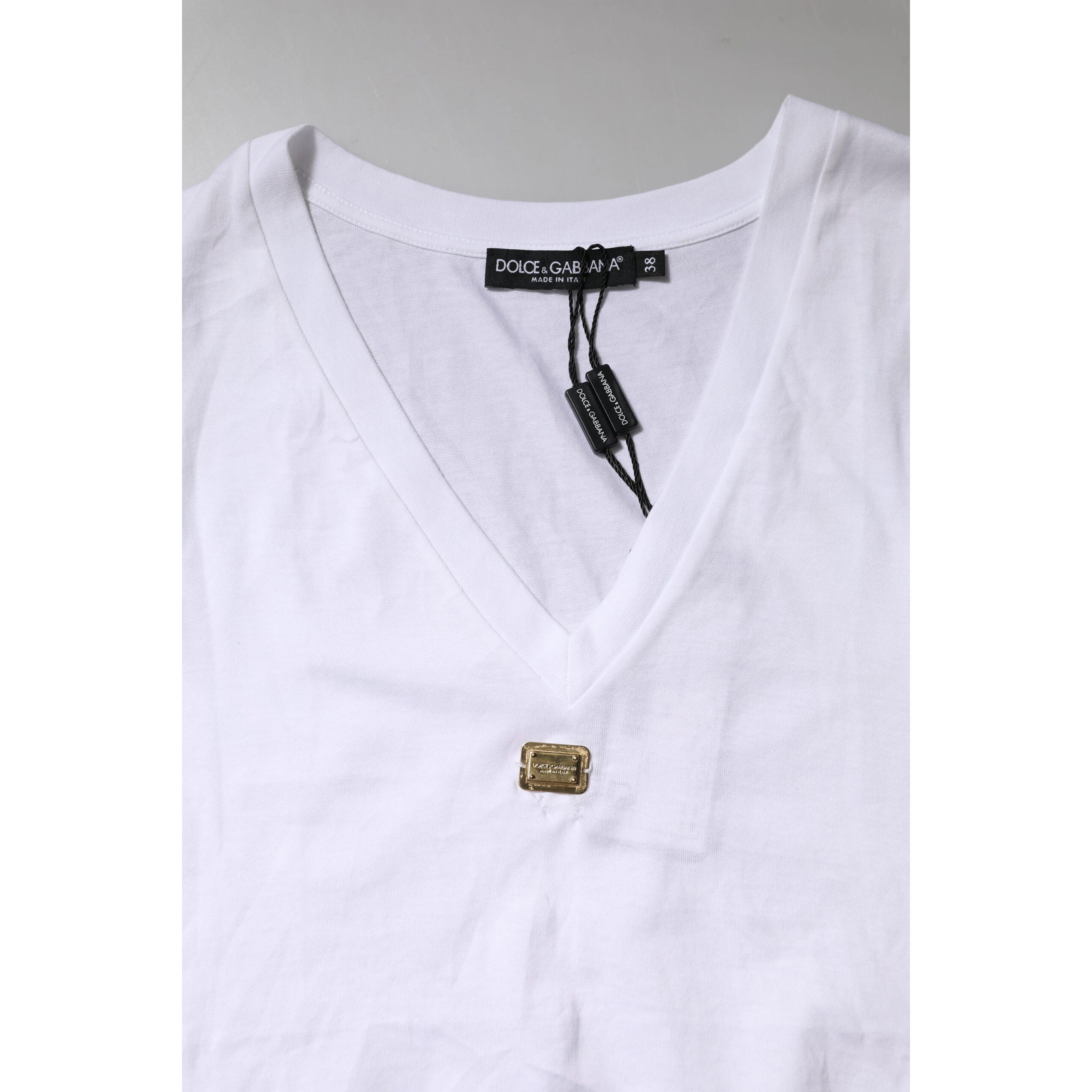 White Cotton Short Sleeve V-Neck Top T-shirt