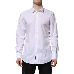 White Cotton GOLD Long Sleeves Dress Shirt