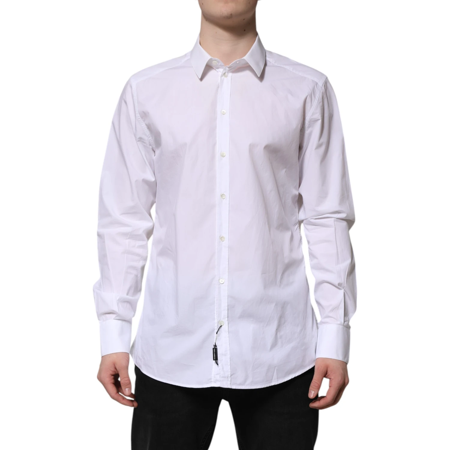 White Cotton GOLD Long Sleeves Dress Shirt