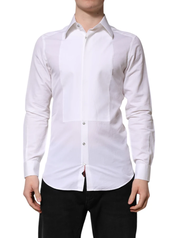 White Cotton GOLD Long Sleeves Dress Shirt