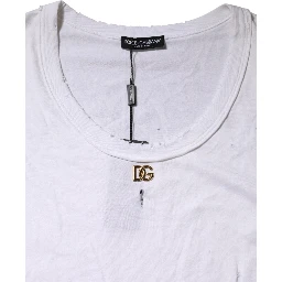 White Cotton Sleeveless Round Neck Tank Top