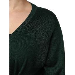Dark Green Cashmere Silk Cardigan Sweater