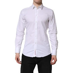 White Cotton GOLD Long Sleeves Dress Shirt