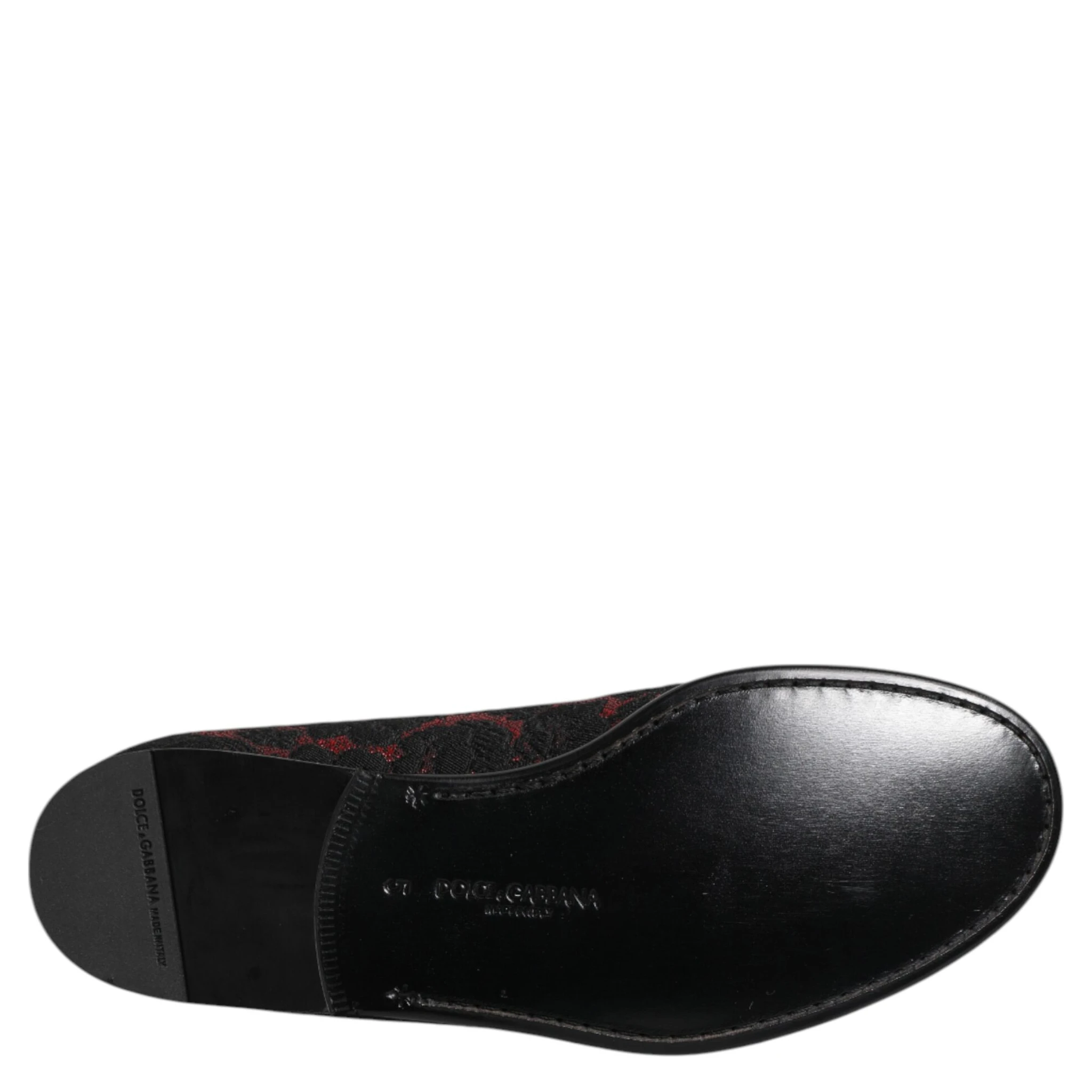Red Black Jacquard Slip On Loafers Shoes