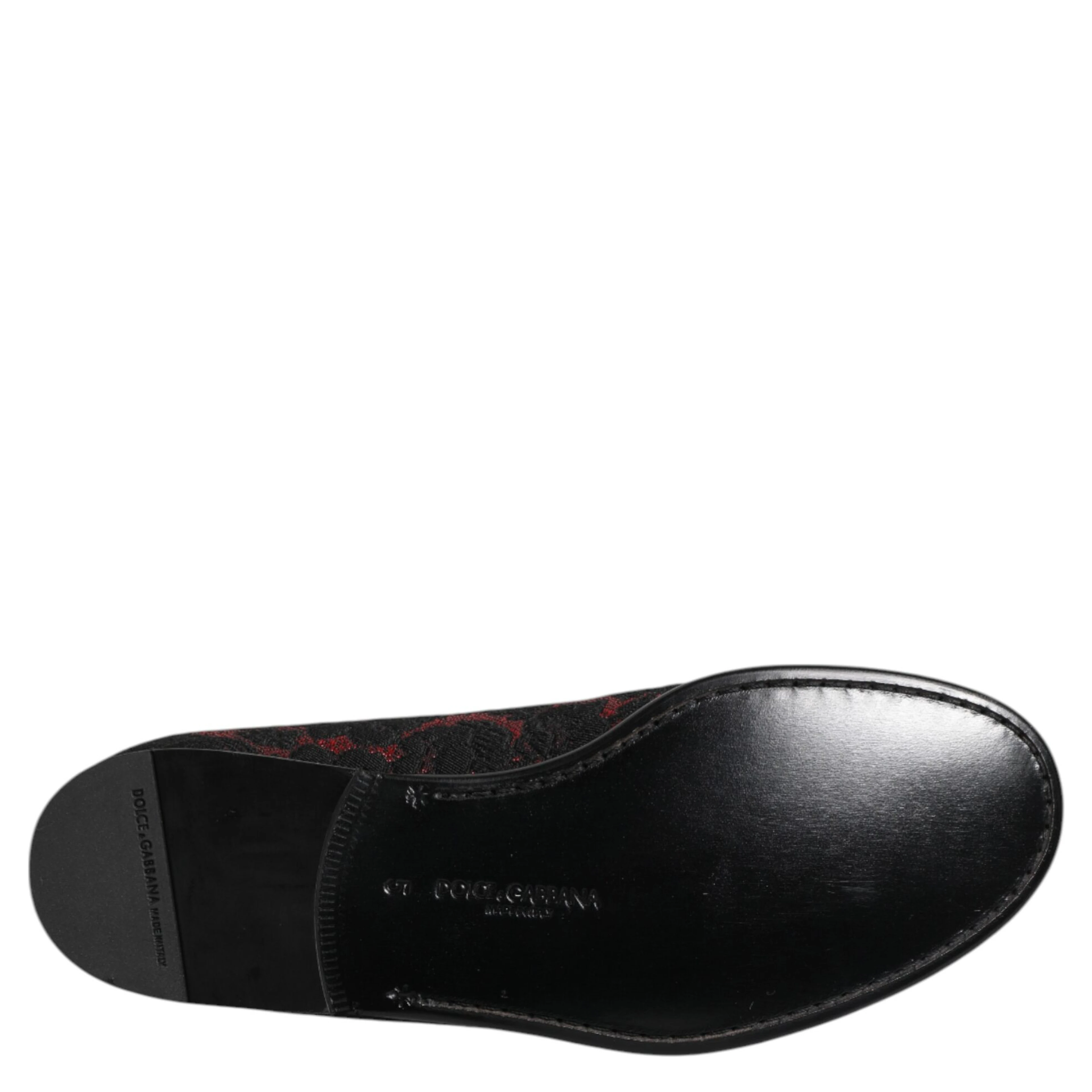 Red Black Jacquard Slip On Loafers Shoes