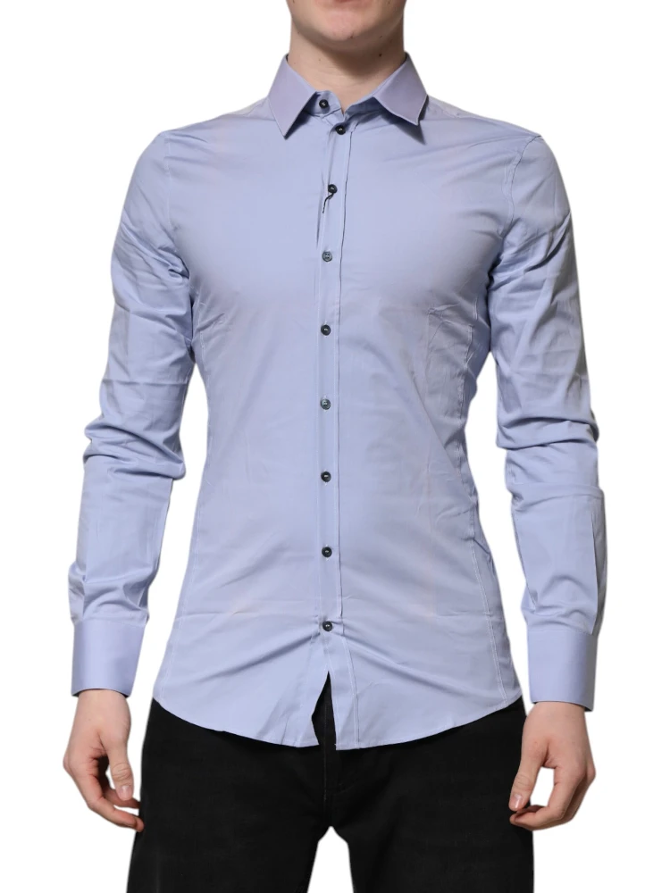 Blue Cotton SICILIA Long Sleeves Dress Shirt