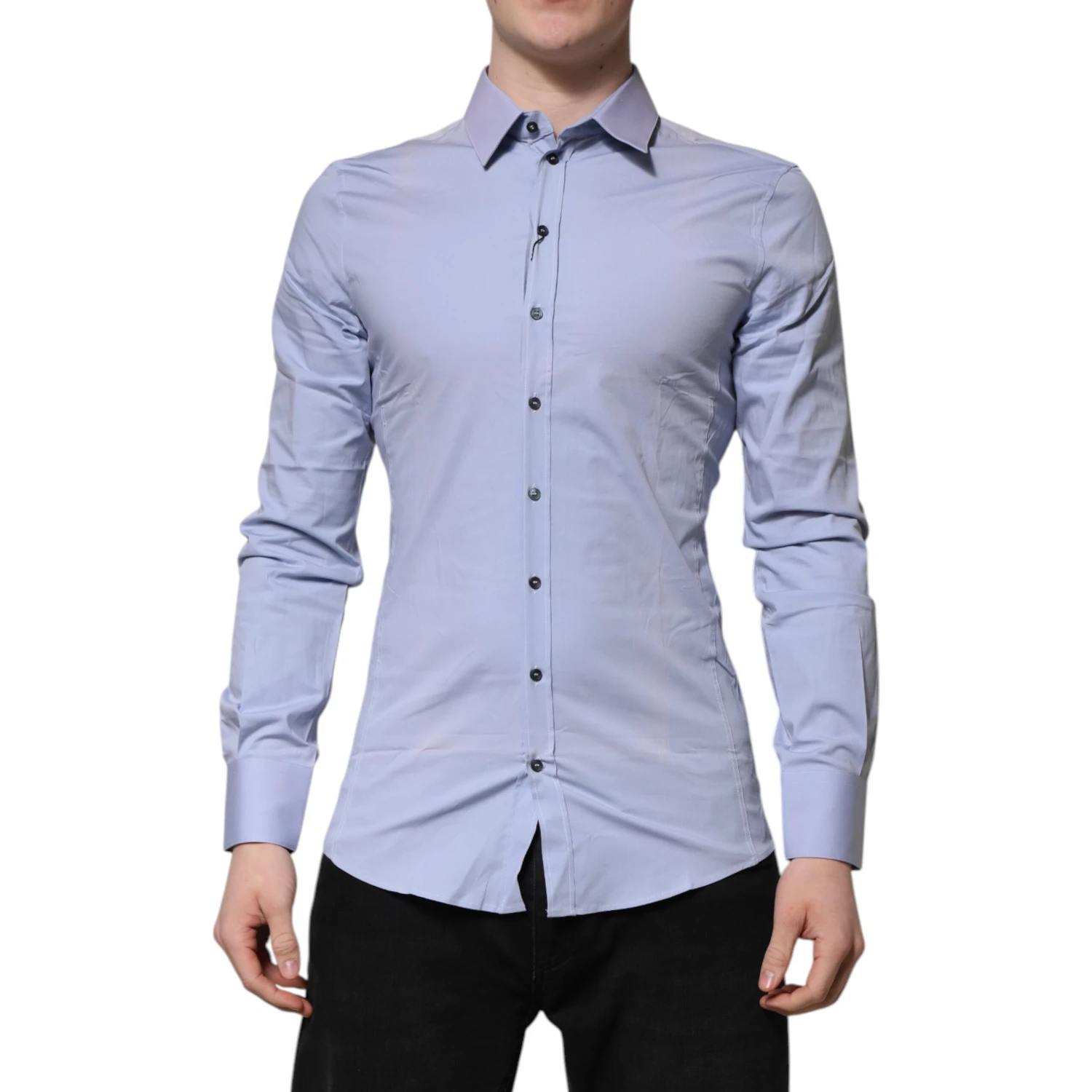 Blue Cotton SICILIA Long Sleeves Dress Shirt