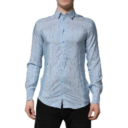 Blue Striped MARTINI Long Sleeves Dress Shirt