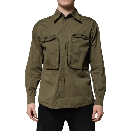 Army Green Button Down Long Sleeves Shirt