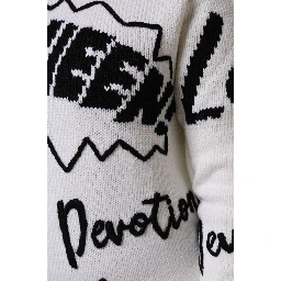 White Wool Knit Crew Neck Pullover Sweater
