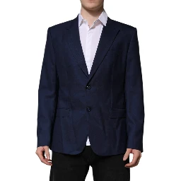 Blue Wool Single Breasted Suit Coat Blazer