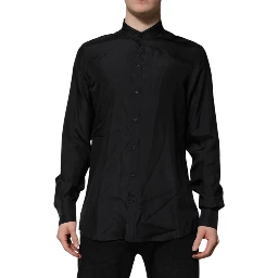 Dark Blue Silk MARTINI Men Formal Dress Shirt