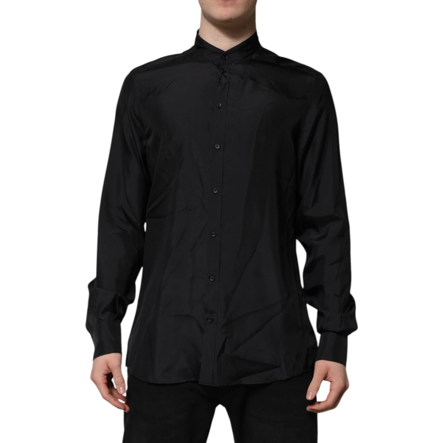 Dark Blue Silk MARTINI Men Formal Dress Shirt