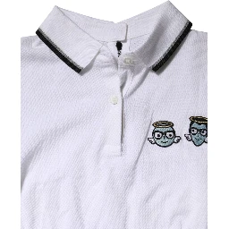 White Cotton Short Sleeves Collared Polo Top