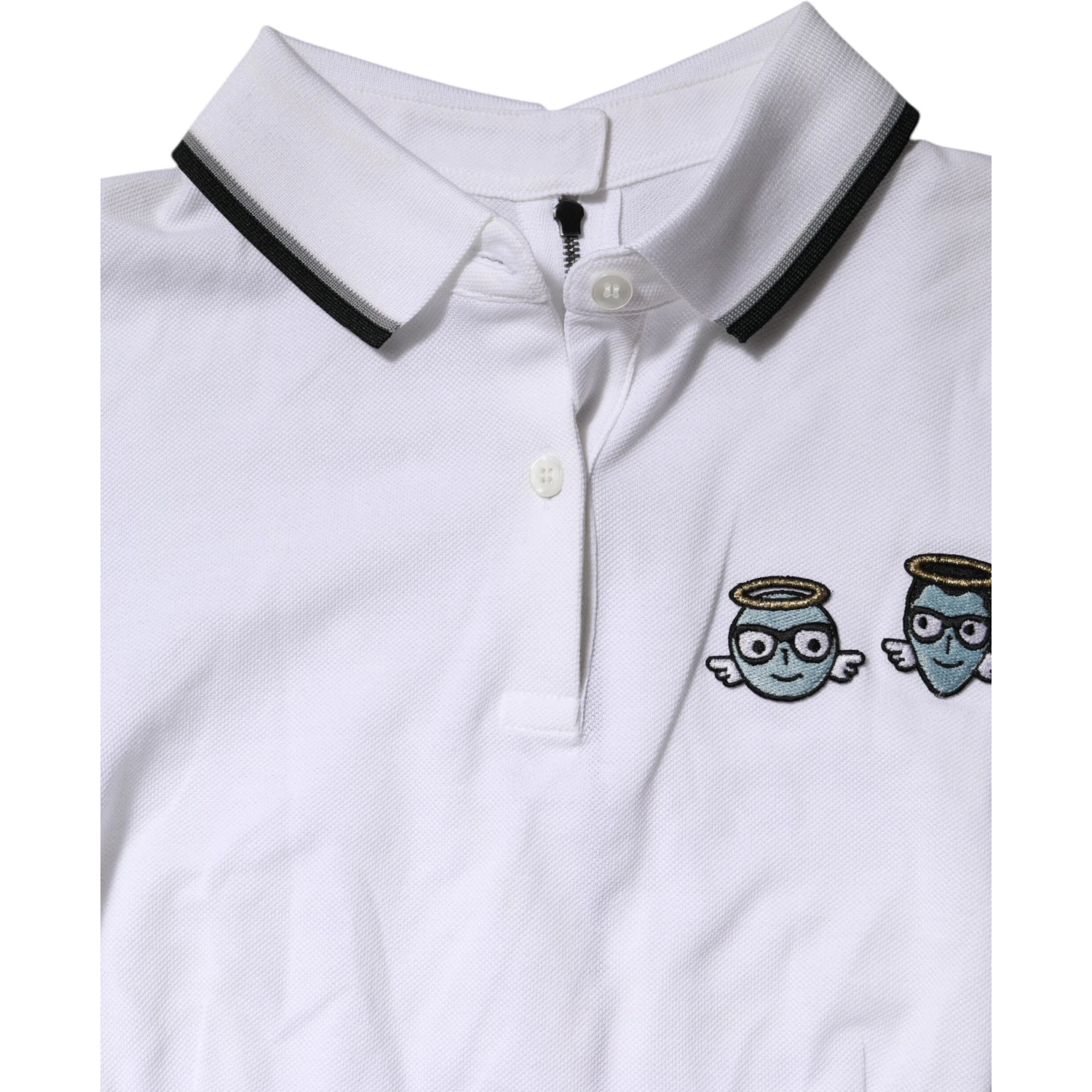 White Cotton Short Sleeves Collared Polo Top