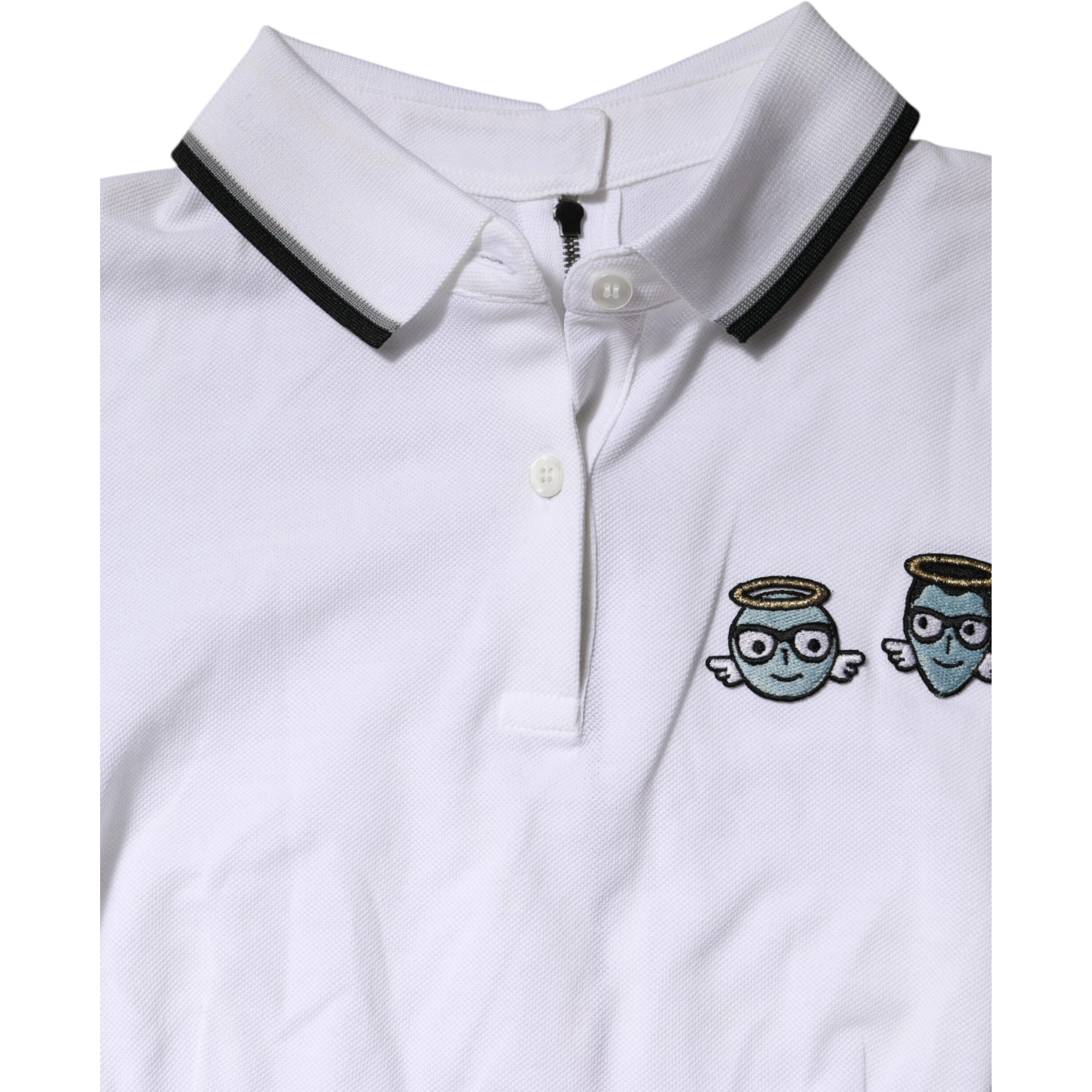 White Cotton Short Sleeves Collared Polo Top