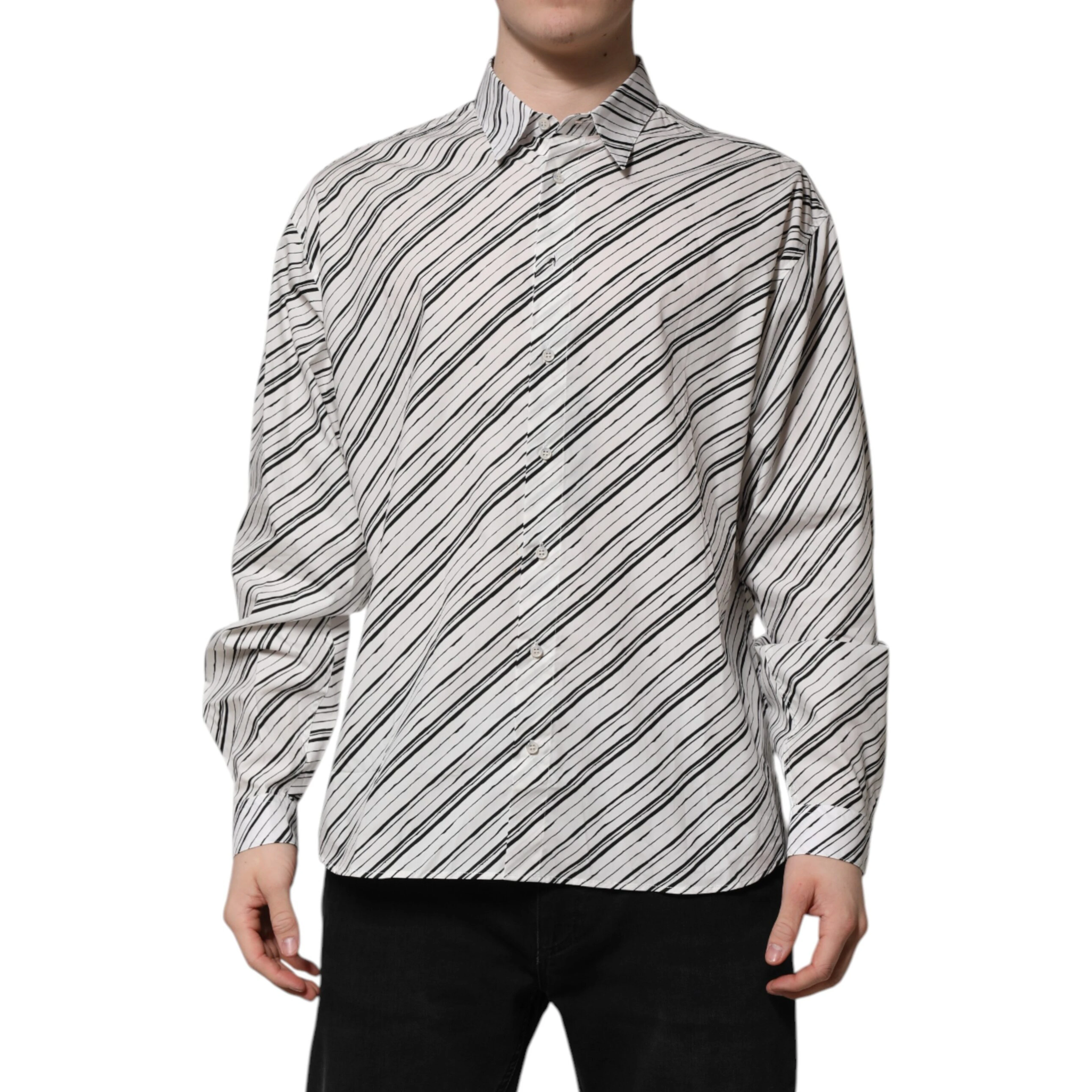 White Striped Long Sleeves Men Formal Shirt
