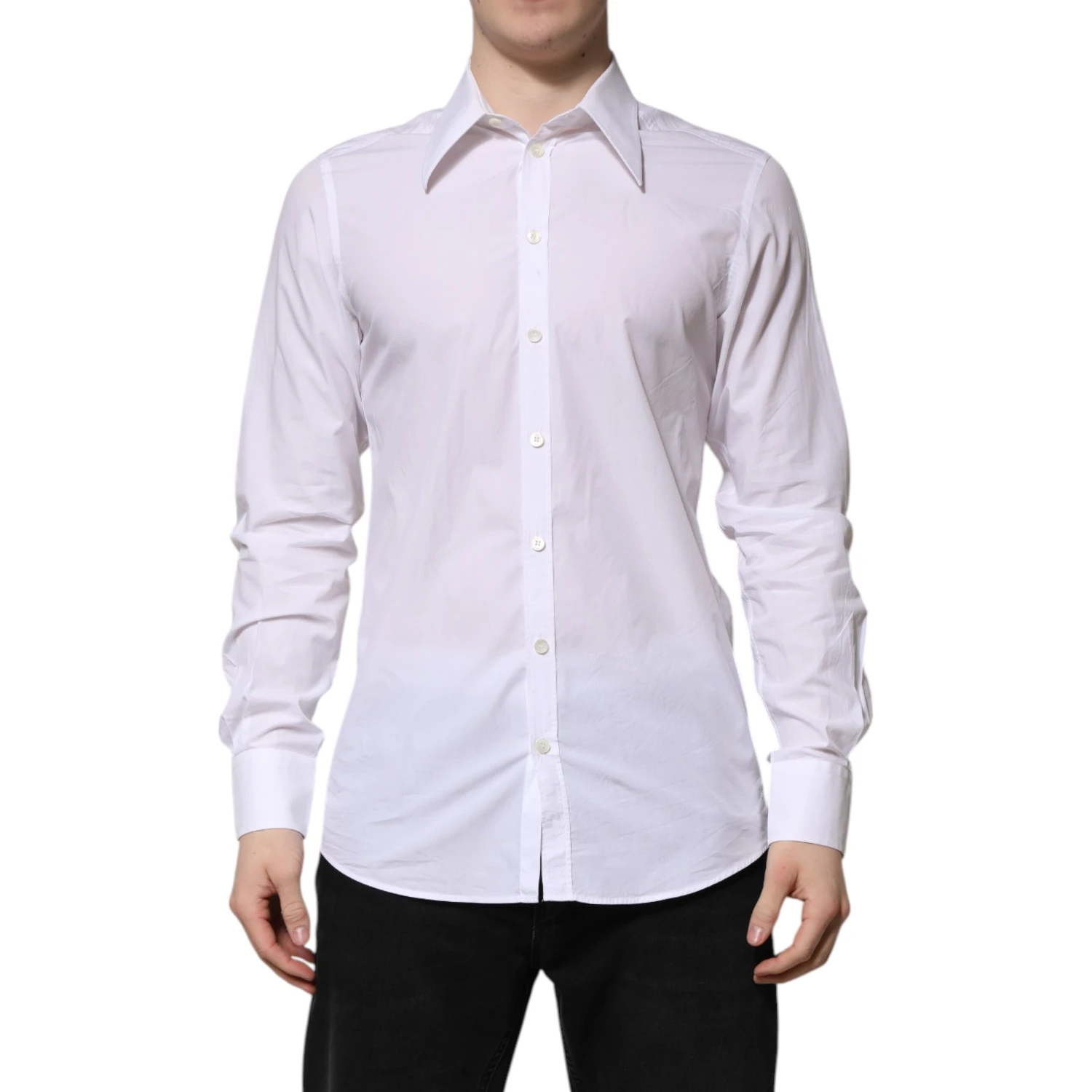 White Cotton Long Sleeves Dress Shirt