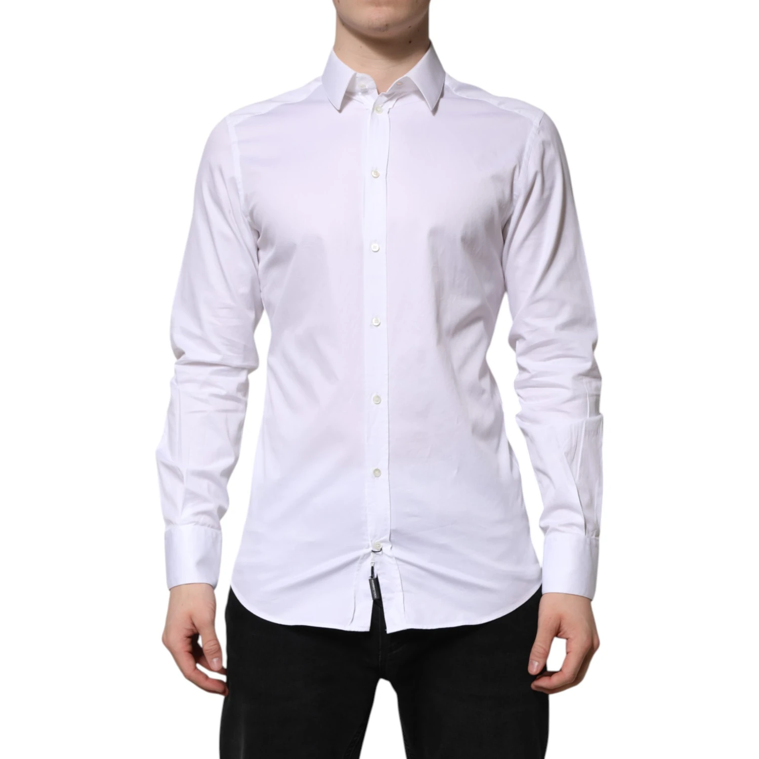 White Cotton GOLD Long Sleeve Men Dress Shirt