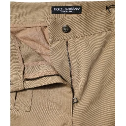 Brown Cotton Cargo Tapered Pants
