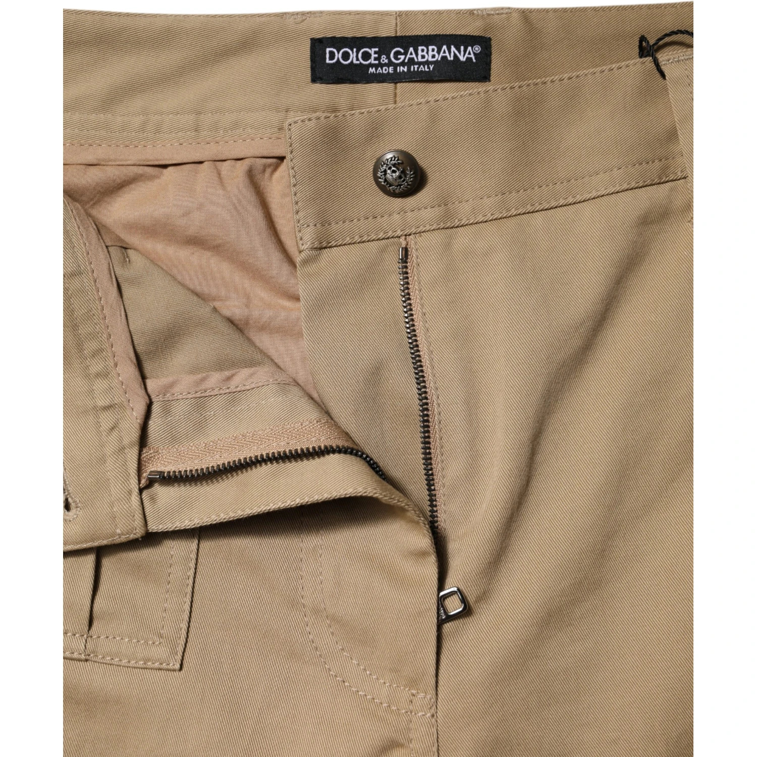 Brown Cotton Cargo Tapered Pants