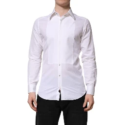 White Cotton GOLD Long Sleeves Dress Shirt