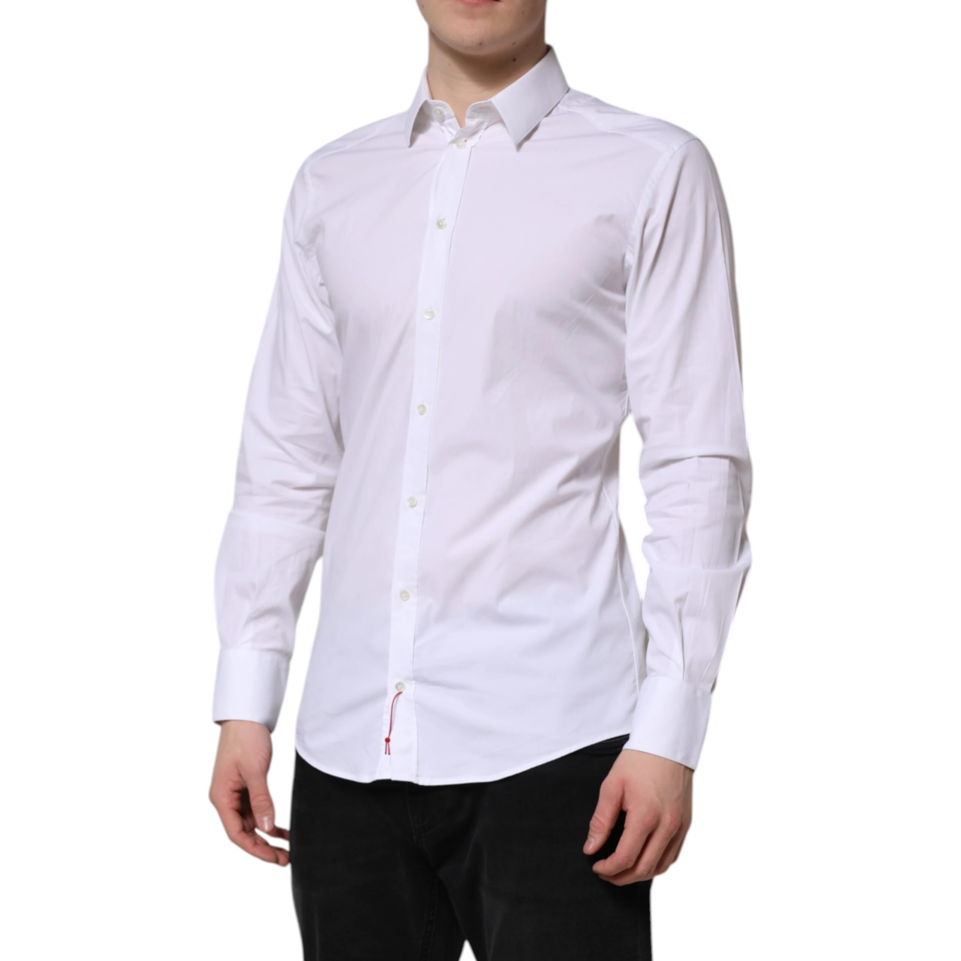 White Cotton GOLD Long Sleeves Dress Shirt
