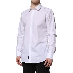 White Cotton GOLD Long Sleeves Dress Shirt