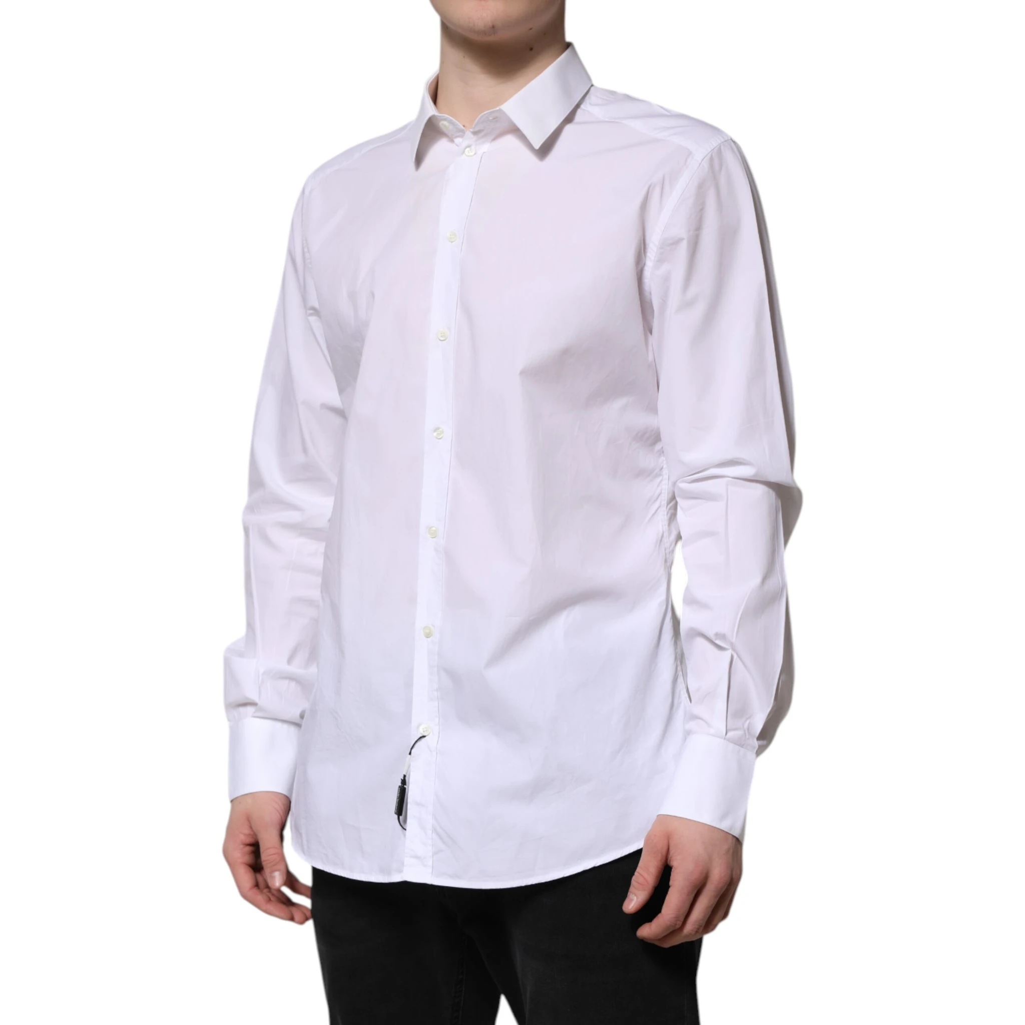 White Cotton GOLD Long Sleeves Dress Shirt