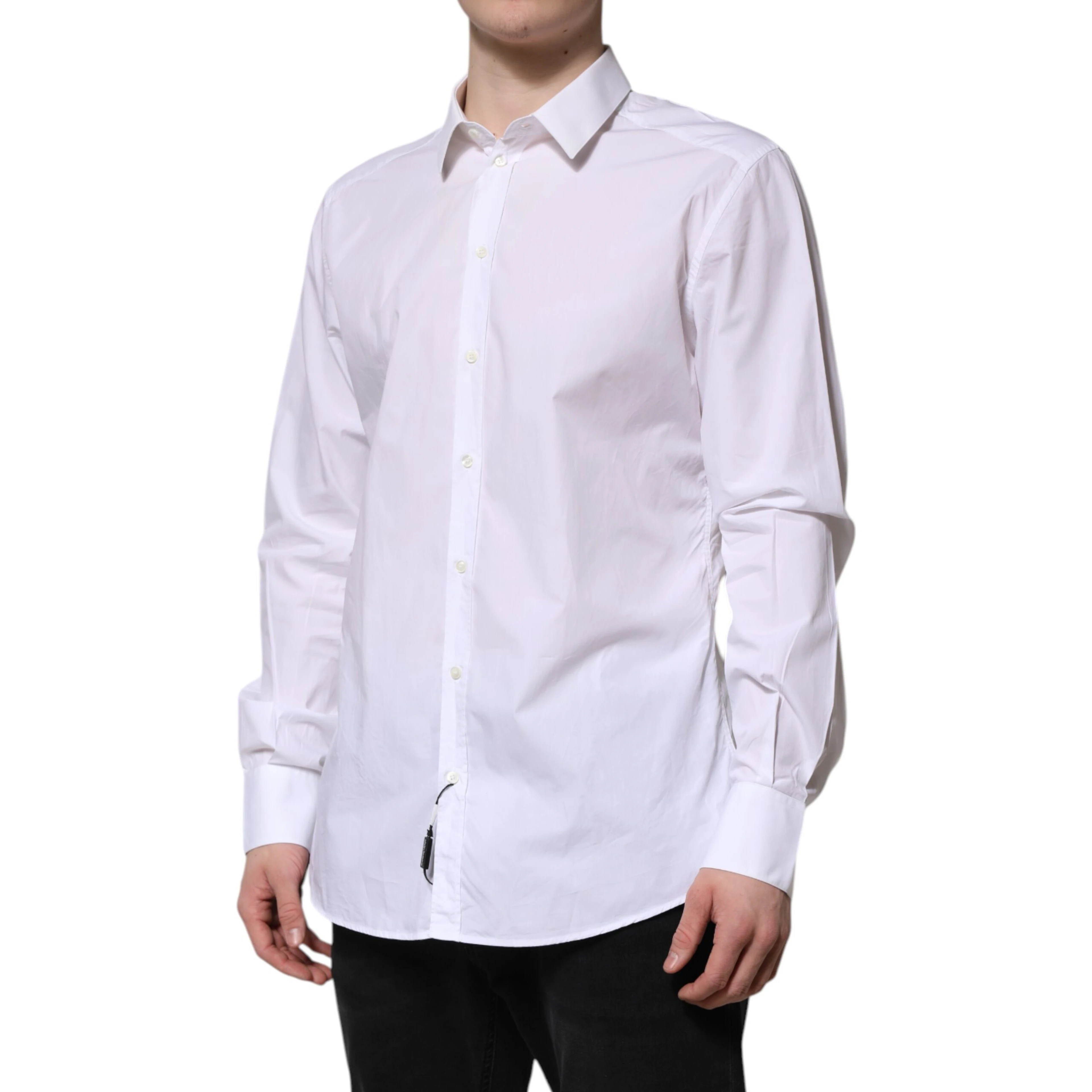 White Cotton GOLD Long Sleeves Dress Shirt