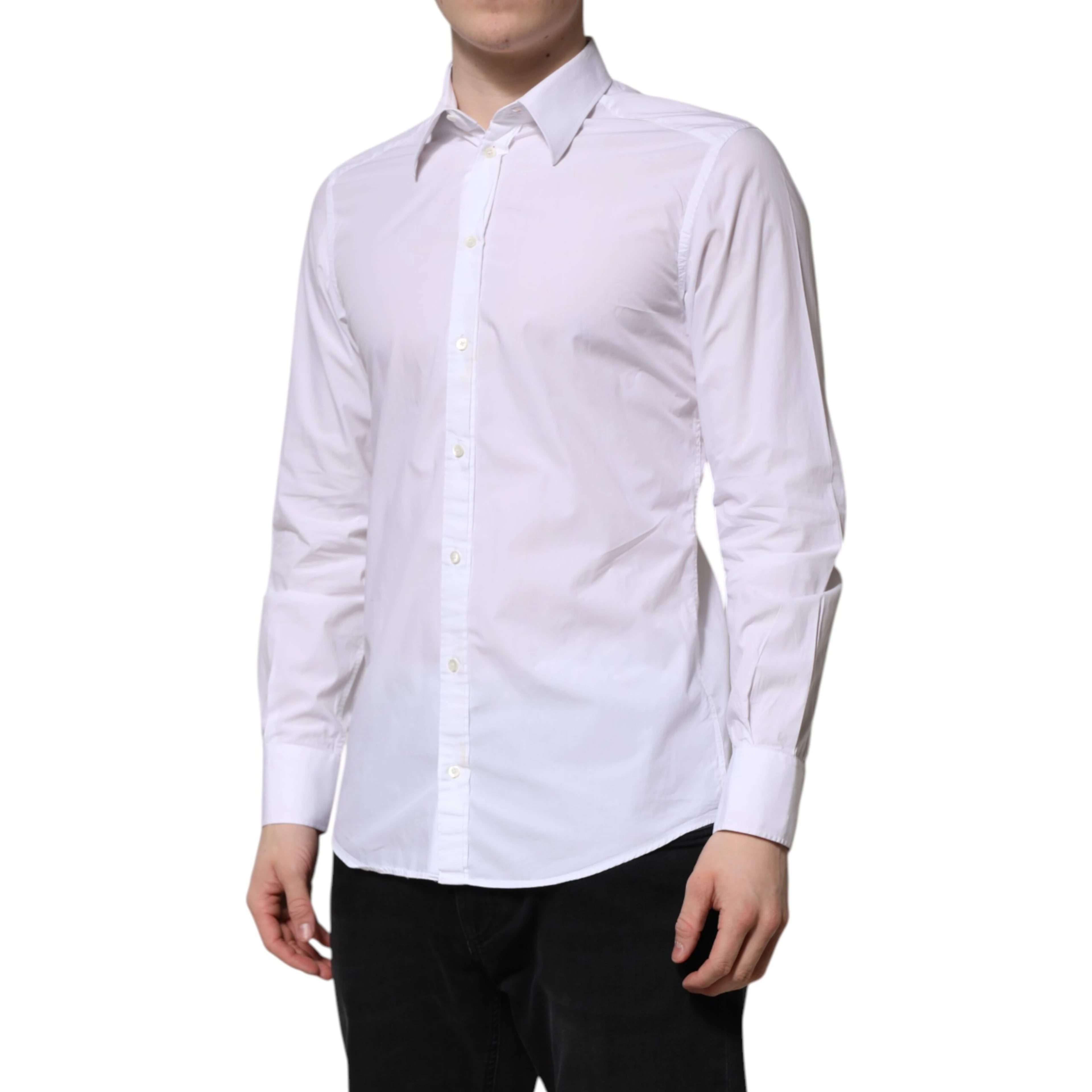 White Cotton GOLD Long Sleeves Dress Shirt