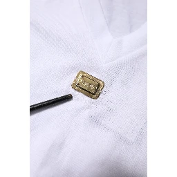 White Cotton Short Sleeve V-Neck Top T-shirt