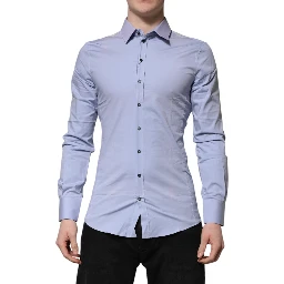 Blue Cotton SICILIA Long Sleeves Dress Shirt