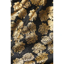 Black Gold Floral Print Jacquard Mini Skirt