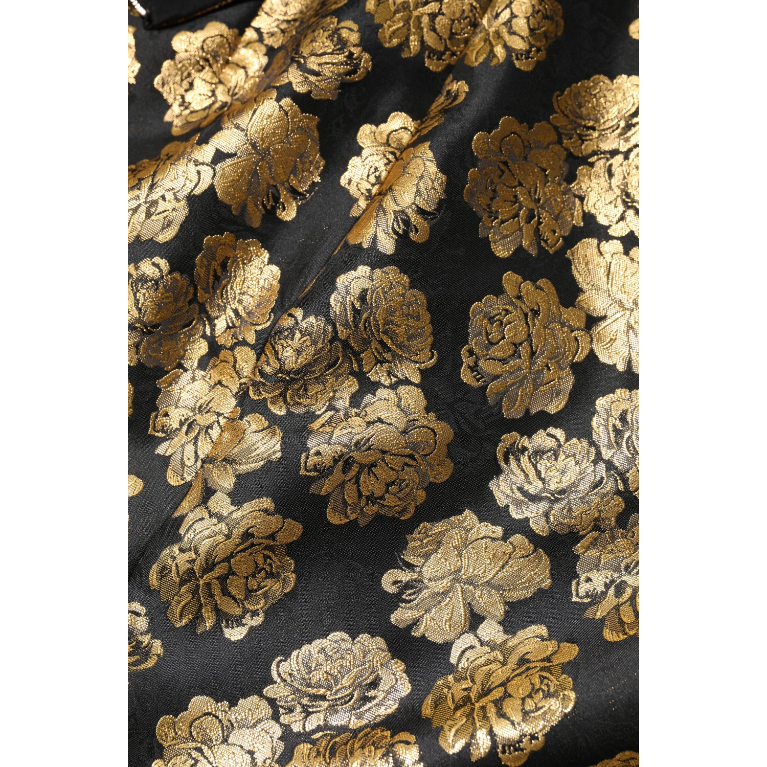 Black Gold Floral Print Jacquard Mini Skirt