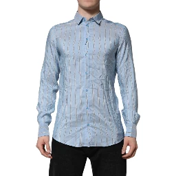 Blue Striped MARTINI Long Sleeve Dress Shirt