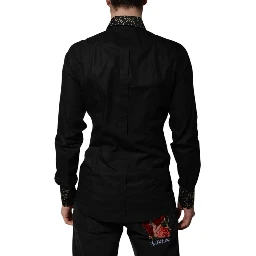 Black Cotton GOLD Long Sleeves Dress Shirt