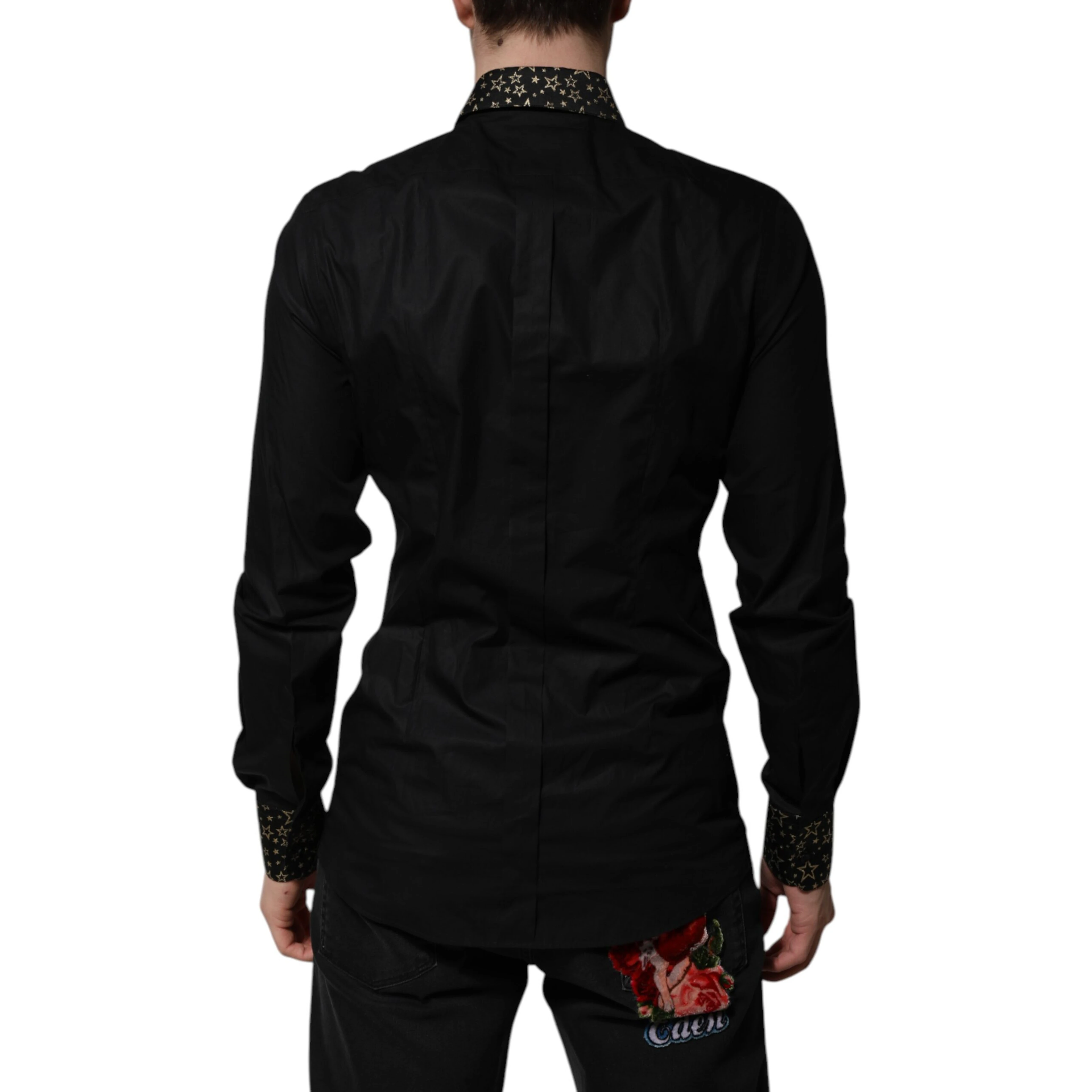 Black Cotton GOLD Long Sleeves Dress Shirt