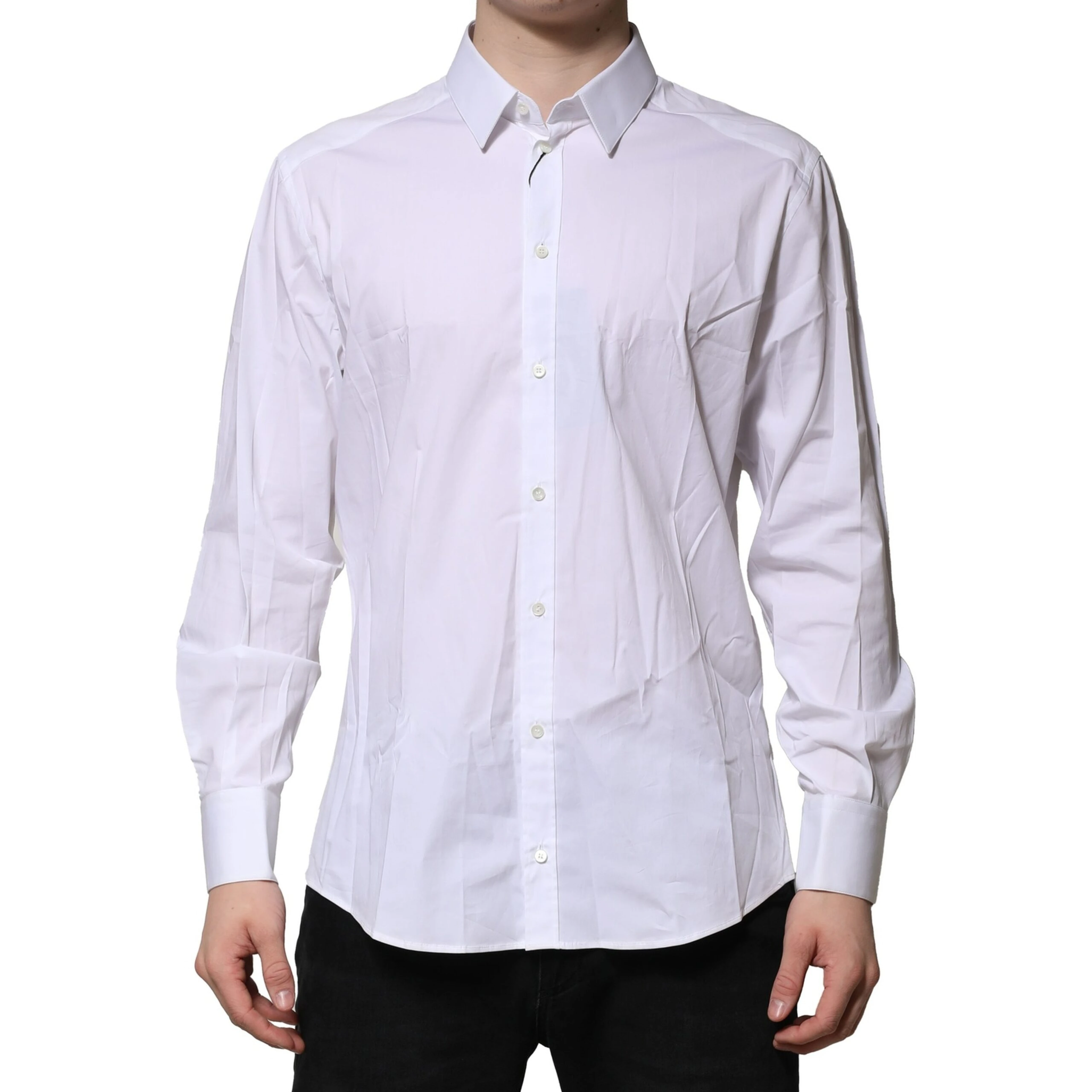 White Cotton GOLD Long Sleeves Dress Shirt