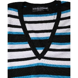 Multicolor Stripes Long Sleeves V-neck Top