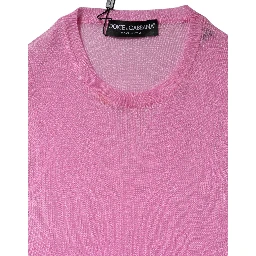 Pink Polyester Sleeveless Round Neck Tank Top