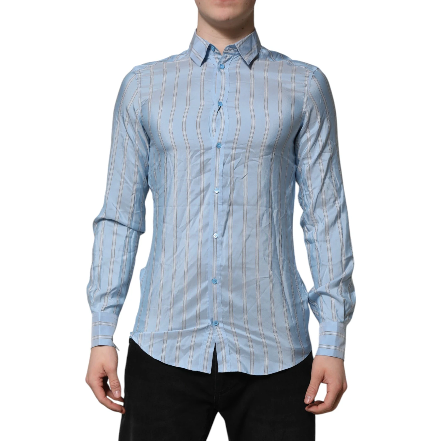 Blue Striped MARTINI Long Sleeves Dress Shirt