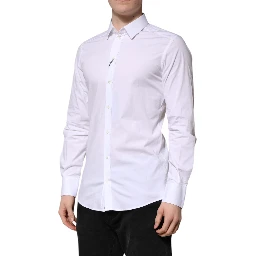 White Cotton GOLD Long Sleeve Men Dress Shirt