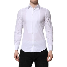 White Cotton GOLD Long Sleeves Men Dress Shirt