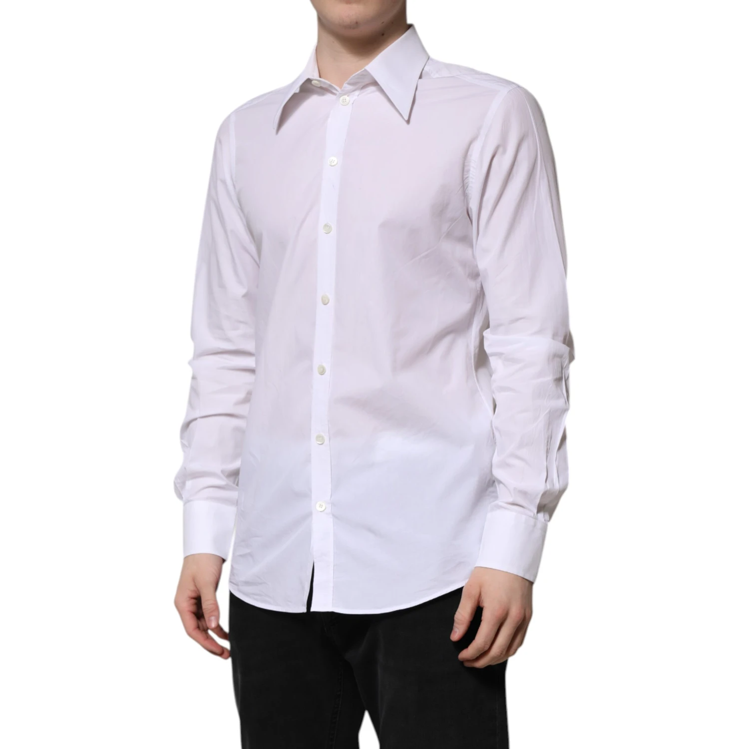 White Cotton Long Sleeves Dress Shirt