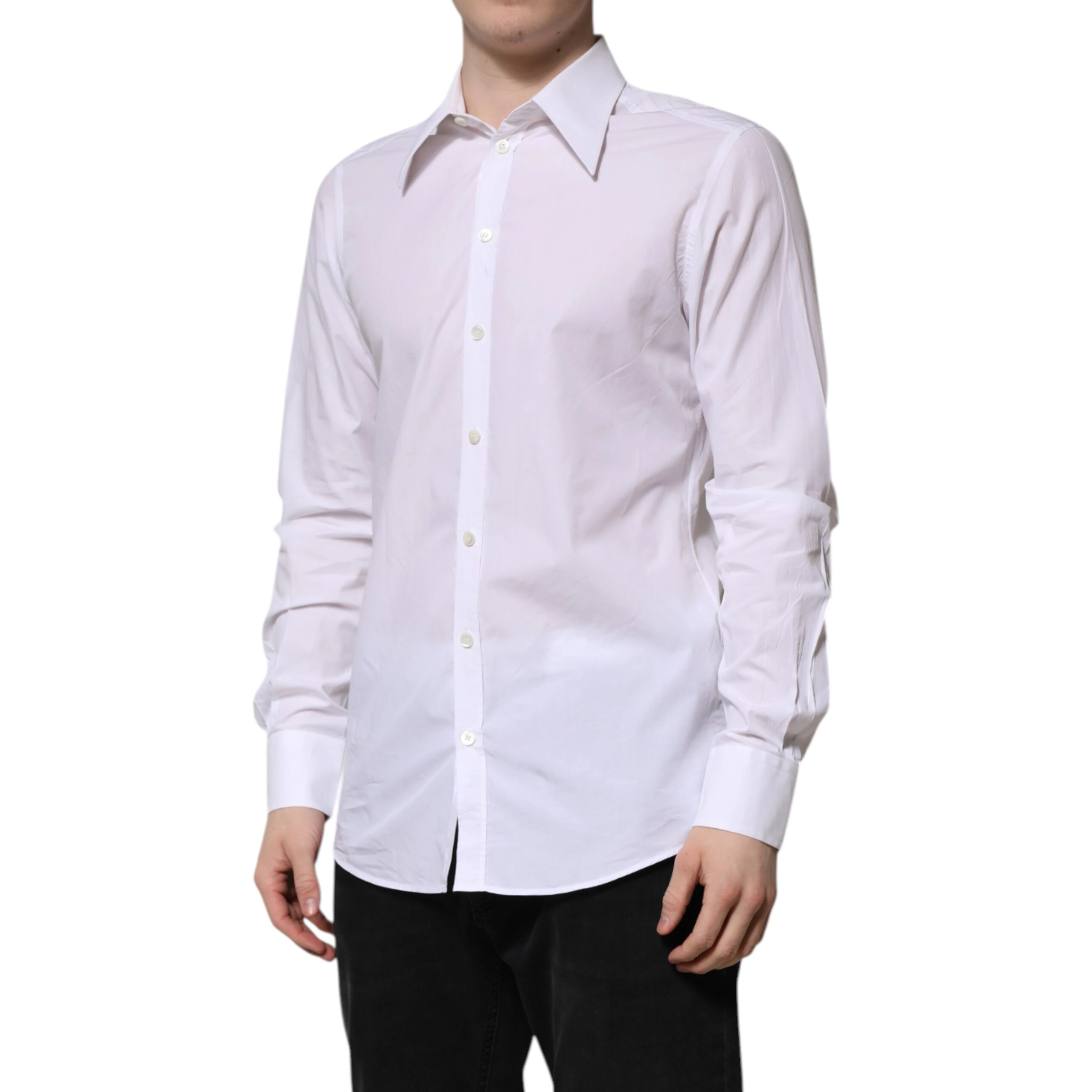 White Cotton Long Sleeves Dress Shirt